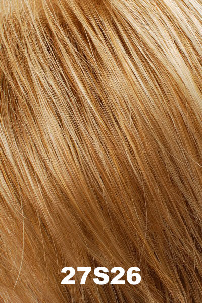 Color 27S26 for Tony of Beverly wig Neena.  Light auburn red that subtly blends to light gold blonde in the front.