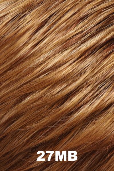 Color 27MB (Strawberry Shortcake) for Jon Renau wig Mariska Petite (#5981). Medium copper red base with golden blonde highlights.