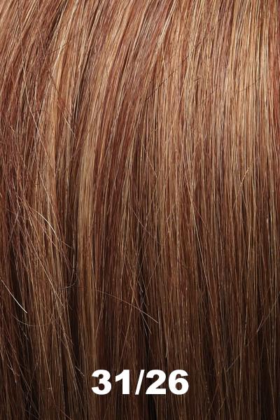 Color 31/26 (Maple Syrup) for EasiHair EasiPieces 16'' L x 4" W (#786). Medium natural red blown and meduim red-gold blonde blend.