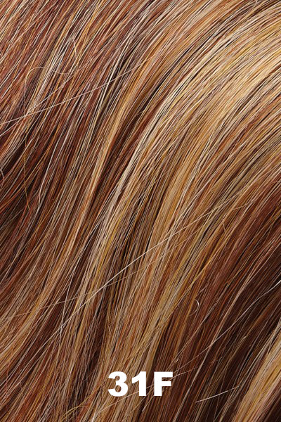 Color 31F (Apricot Tart) for Easihair Precious (#678). Amber red strawberry blonde and honey blonde blend.