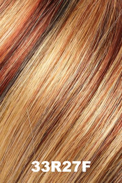 Color 33R27F (Frosted Flame) for Jon Renau wig Posh (#5373). Auburn and copper red with subtle golden blonde highlights.