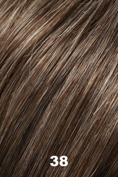 Color 38 (Milkshake) for Jon Renau wig Mariska (#5711). Medium brown base with a very subtle light grey woven throughout.