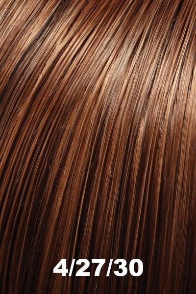 Color 4/27/30 (Brownie Blondies) for Jon Renau wig Carrie Petite Human Hair (#751). Blend of dark brown base, light strawberry blonde highlights, and warm auburn lowlights.