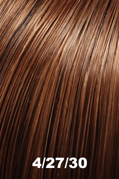 Color 4/27/30 (Brownie Blondies) for Jon Renau wig Spirit Human Hair (#731). Blend of dark brown base, light strawberry blonde highlights, and warm auburn lowlights.