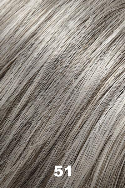 Color 51 (Licorice Twist) for Easihair Breathless (#240). Light grey base with 30% dark brown highlights. 