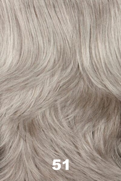 Color Swatch 51 for Henry Margu Wig Carly (#2515). Grey with subtle blend of 25% light brown.