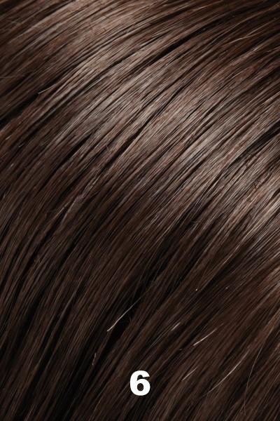 Color 6 (Fudgesicle) for Jon Renau wig Fiery (#5143). Medium dark brown.
