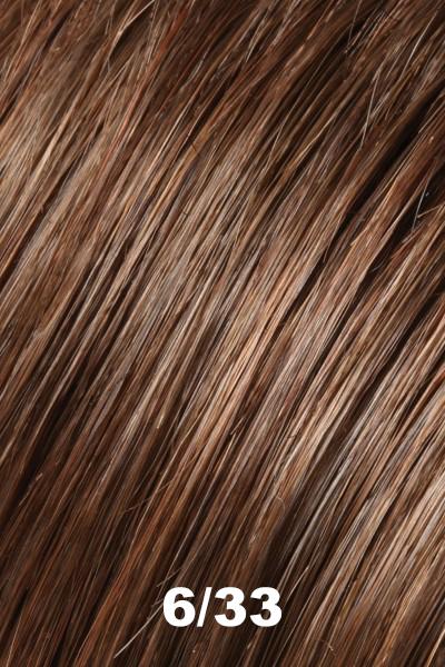Color 6/33 (Raspberry Twist) for Jon Renau wig Elle (#5382). Blend of medium warm toned brown and subtle copper brown woven throughout.