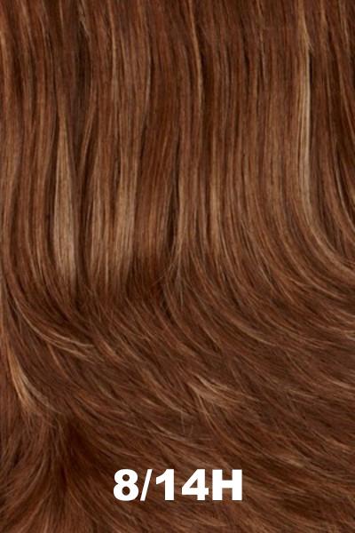 Color Swatch 8/14H for Henry Margu Wig Mystique (#4523). Blend of medium and dark brown with dark blonde and reddish brown highlights.