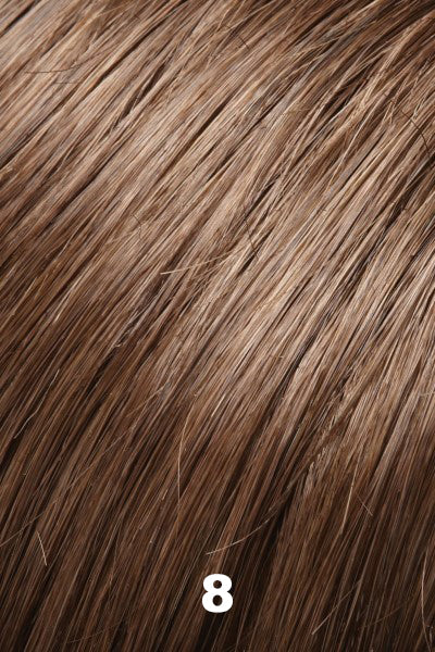 Color 8 (Cocoa) for Jon Renau wig Simplicity Mono (#5131). Light ashy brown.
