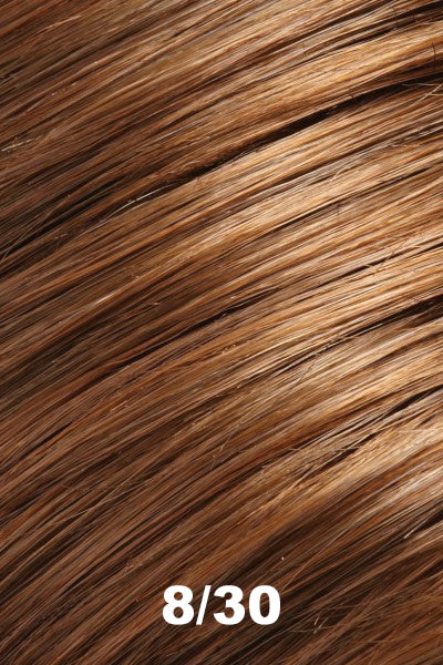 Color 8/30 (Cocoa Twist) for Jon Renau top piece Top Style 12" (#5991). Medium brown with a warm golden undertone and natural copper blonde blend.