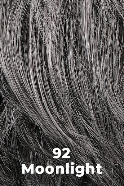 Color 92 (Moonlight) for Jon Renau wig Hillary (#5874). Dark grey base with a subtle brown blend, white highlights, and a grey nape. 