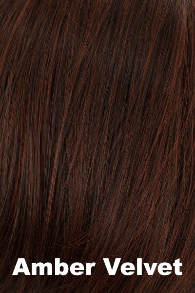 Color Amber Velvet for Tony of Beverly wig Frenchy.  Dark auburn red medium auburn highlights.