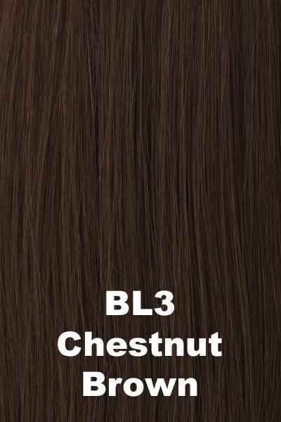 Color Chestnut Brown (BL3) for Raquel Welch wig Contessa Remy Human Hair.  Medium brown with a warm undertone