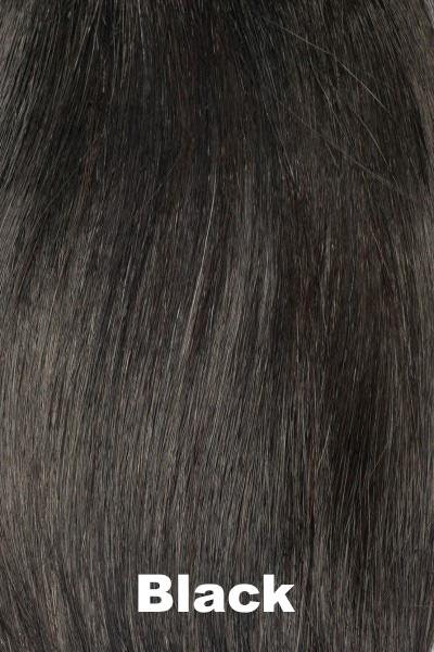 Color Swatch Black for Envy wig Heather Human Hair Blend.  Rich dark ebony with subtle warm undertones.