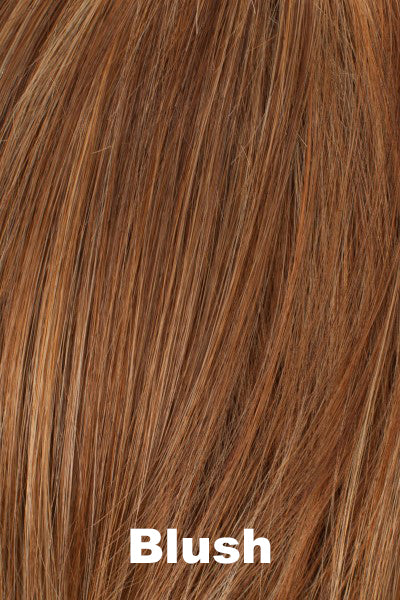 Color Blush for Tony of Beverly wig Avery.  Medium auburn brown blended with golden highlights.