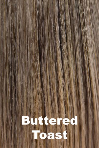 Color Buttered Toast for Orchid wig Serena (#5025). Medium blonde gradually blending into sandstone blonde with dark beige blonde and buttery blonde undertones.