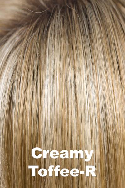 Color Creamy Toffee-R for Orchid wig Serena (#5025). Rooted dark blonde and honey blonde blend with creamy blonde highlights.