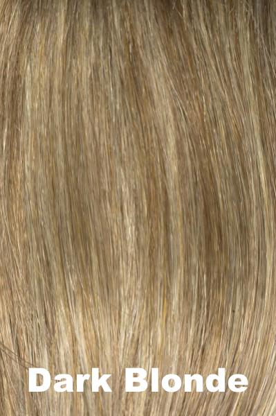 Color Swatch Dark Blonde for Envy wig Kaitlyn.  Deep blonde with red undertones and bright wheat highlights.