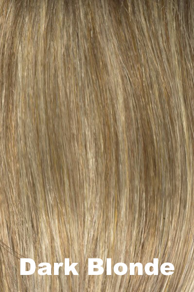 Color Swatch Dark Blonde for Envy wig Lisa Human Hair Blend.  Deep blonde with red undertones and bright wheat highlights.