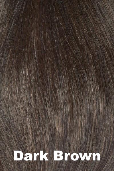 Color Swatch Dark Brown  for Envy wig Jordan Human Hair Blend.  A blend of rich dark brown and dark mahogany brown with cool undertones.
