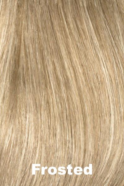 Color Swatch Frosted  for Envy wig Krista Human Hair Blend.  Creamy blonde with cool undertones and warm beige blonde tips.