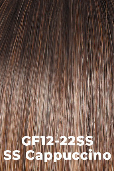Color SS Cappuccino (GF12-22SS) for Gabor wig Make A Statement.  Light Caramel Brown blended with Platinum Blonde highlights and dark roots.