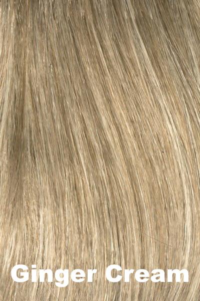 Color Swatch Ginger Cream for Envy wig Heather Human Hair Blend.  Cool light brown and beige blonde blend with pale blonde highlights.