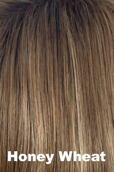 Color Honey Wheat for Orchid wig Serena (#5025). Chocolate brown root with medium blonde highlights and honey and cream undertones.