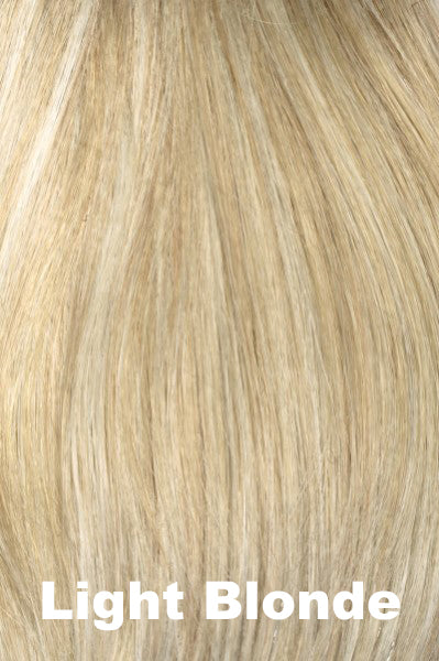 Color Swatch Light Blonde for Envy wig Lisa Human Hair Blend.  Golden blonde with creamy blonde and platinum blonde highlights.