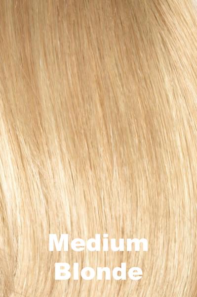Color Swatch Medium Blonde  for Envy wig Isabella Human Hair Blend.  Golden blonde, pale blonde and champagne blonde blend.