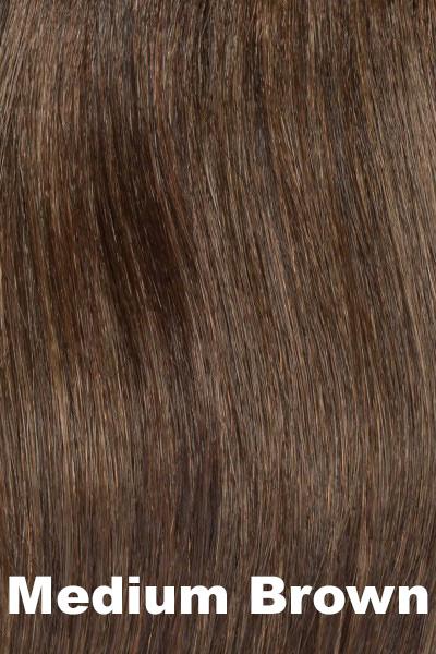 Color Swatch Medium Brown for Envy wig Madison.  A rich neutral brown with lowlights and highlights woven throughout.