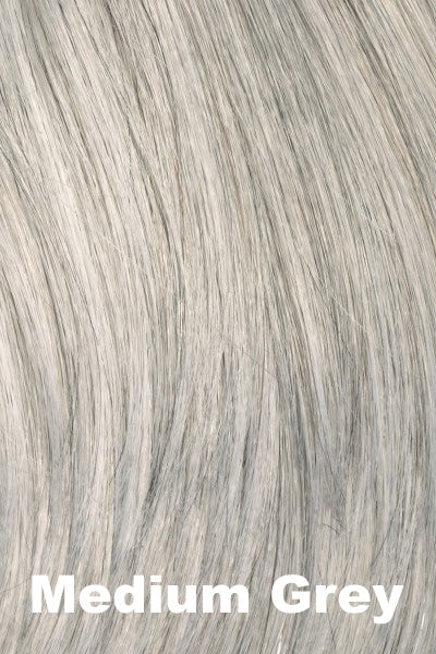 Color Swatch Medium Grey for Envy wig Sonia.  A silvery blend of salt and pepper with medium brown woven throughout.