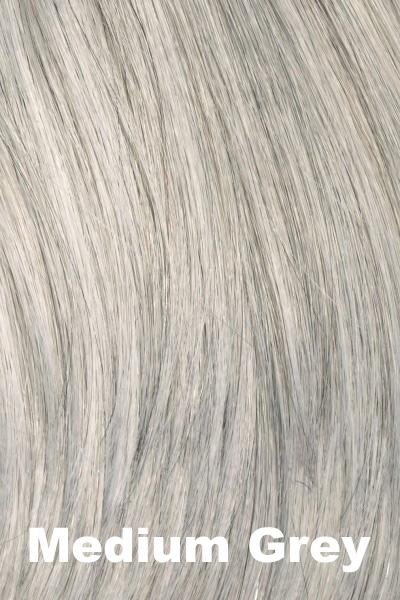 Color Swatch Medium Grey for Envy wig Harper.  A silvery blend of salt and pepper with medium brown woven throughout.