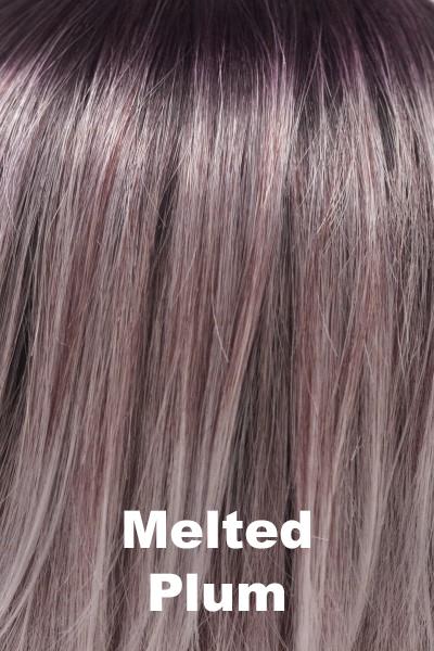 Color Melted Plum for Noriko wig Jaden #1707. Deep Plum roots gently blended into Ash Blonde and Violet with Dark Rose tips.