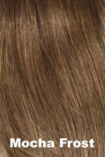 Color Swatch Mocha Frost  for Envy wig Emma Human Hair Blend.  Golden brown with subtle golden blonde highlights.