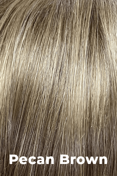Color Pecan Brown for Noriko wig Mason #1632. Cool medium brown and ash blonde blend.