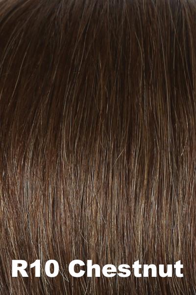 Color Chestnut (R10) for Raquel Welch wig Applause Human Hair.  Rich medium to light brown base.
