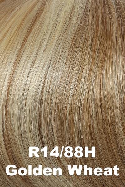 Color Golden Wheat (R14/88H) for Raquel Welch wig Applause Human Hair.  Dark blonde base with golden platinum blonde highlights.