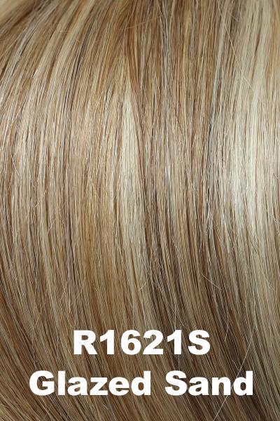 Color Glazed Sand (R1621S) for Raquel Welch wig Headliner Human Hair.  Natural dark blonde with warm undertone and cool toned blonde highlights at the top.