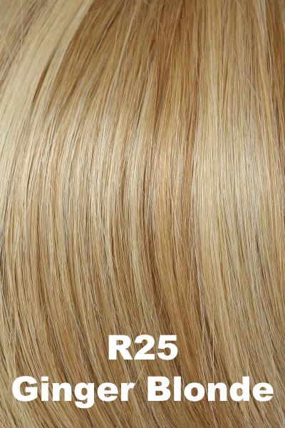 Color Ginger Blonde (R25) for Raquel Welch Top Piece Gilded 18" Human Hair.  Light golden ginger blonde.