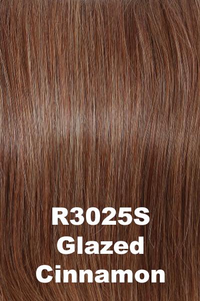 Color Glazed Cinnamon (R3025S) for Raquel Welch wig Headliner Human Hair.  Medium auburn base with copper highlights.