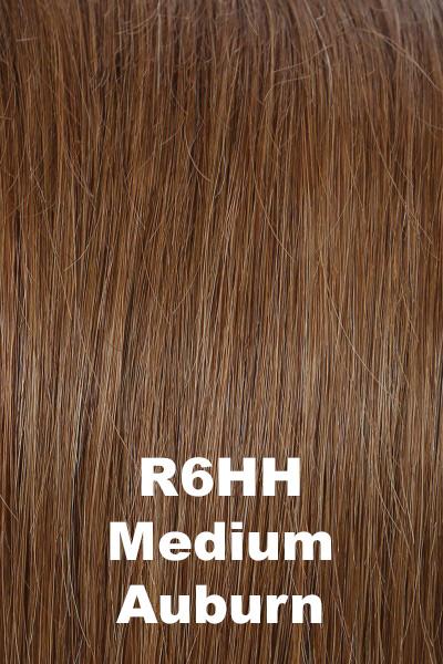 Color Medium Auburn (R6HH) for Raquel Welch wig Applause Human Hair.  Chestnut brown with a reddish undertone.