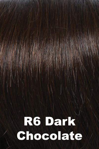 Color Dark Chocolate (R6) for Raquel Welch Top Piece Gilded 18" Human Hair.  Rich dark chocolate brown.