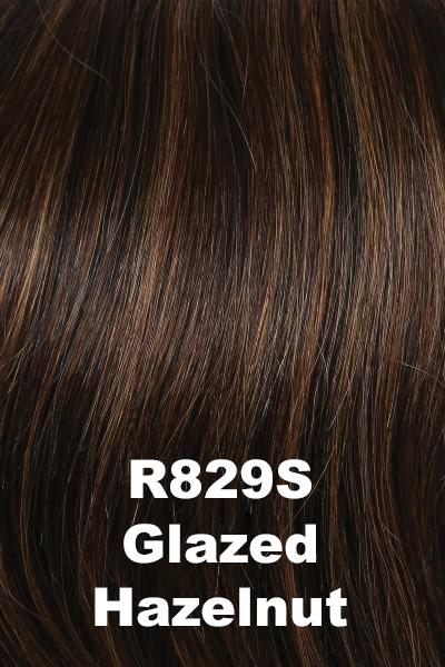 Color Glazed Hazelnut (R829S+) for Raquel Welch Top Piece Gilded 18" Human Hair.  Rich medium brown with copper blonde highlights.