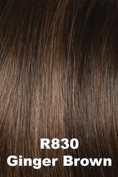 Color Ginger Brown (R830)  for Raquel Welch wig Beguile Human Hair.  Medium golden brown blended with medium auburn.