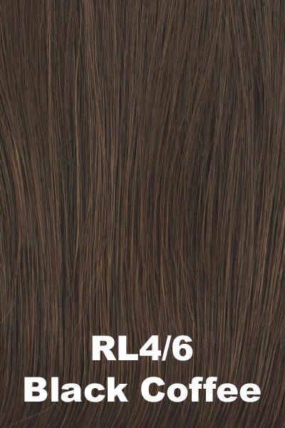 Color Black Coffee (RL4/6) for Raquel Welch wig Enchant.  Rich brown base blended with medium chocolate brown.