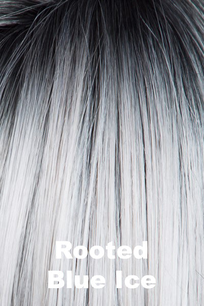 Color Rooted Blue Ice for Tony of Beverly wig Arya.  Silvery white with black roots with cool blue undertones.