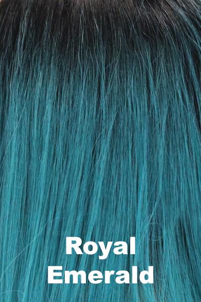 Color Royal Emerald for Orchid wig Envious (#4109). Cool dark root with blue, green base color.