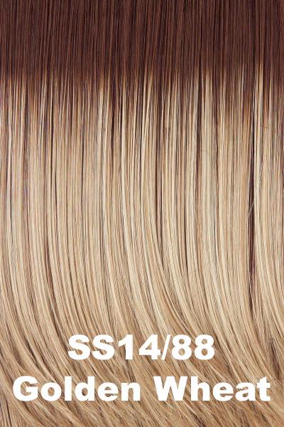 Color Shaded Golden Wheat (SS14/88) for Raquel Welch wig Sparkle Elite.  Dark blonde base with natural blonde, creamy blonde highlights, and dark roots.